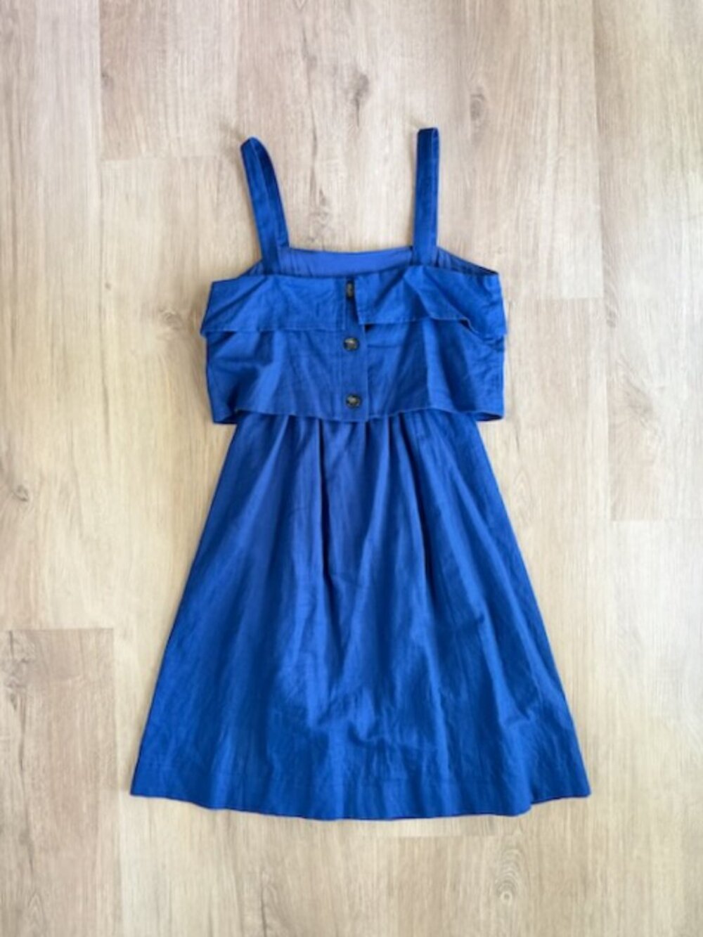 Sezane Blue Linen Tiered Mini Dress Sz 36 - Picture 8 of 8